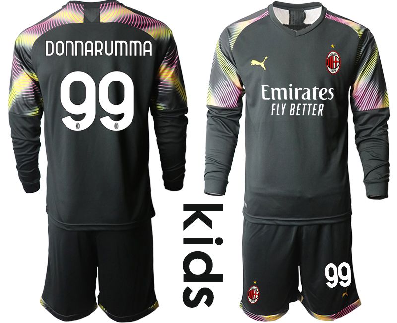 Youth 2020-2021 club AC Milan black goalkeeper Long sleeve #99 Soccer Jerseys